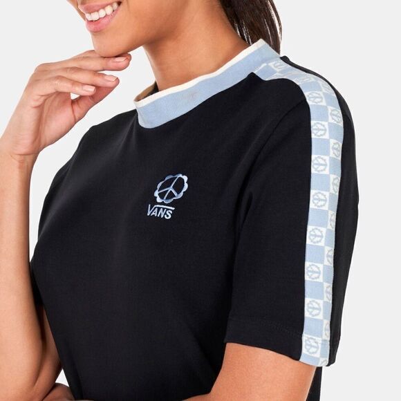 Vans Mini Black Dress Shorts Sleeved Peace Checkerboard Size L - Picture 5 of 13